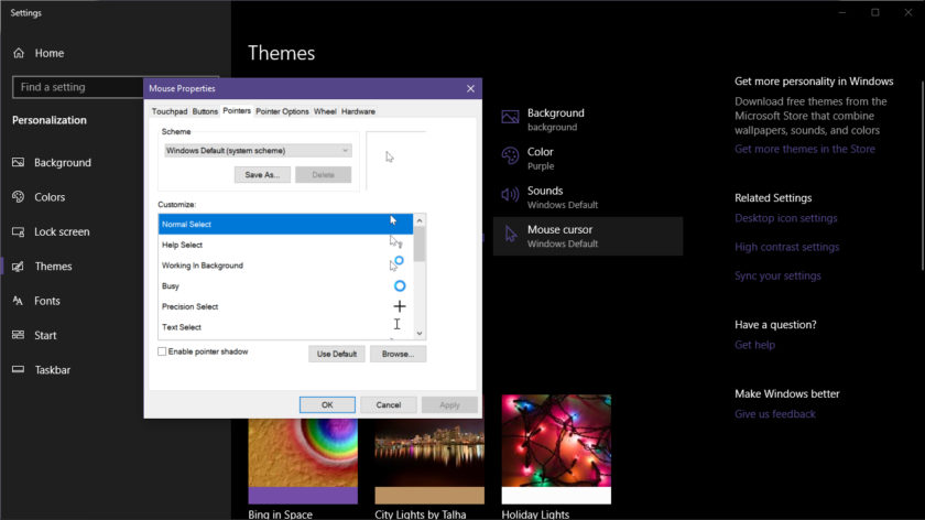 Windows 10 Mouse Pointer Themes